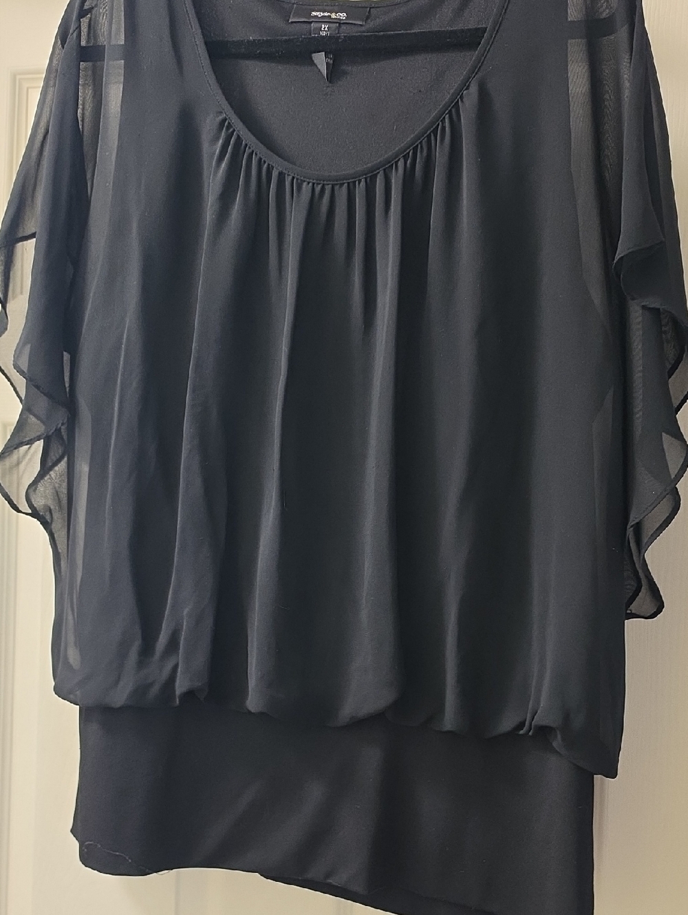 Style&CO Black Sheer Overlay Women's Blouse